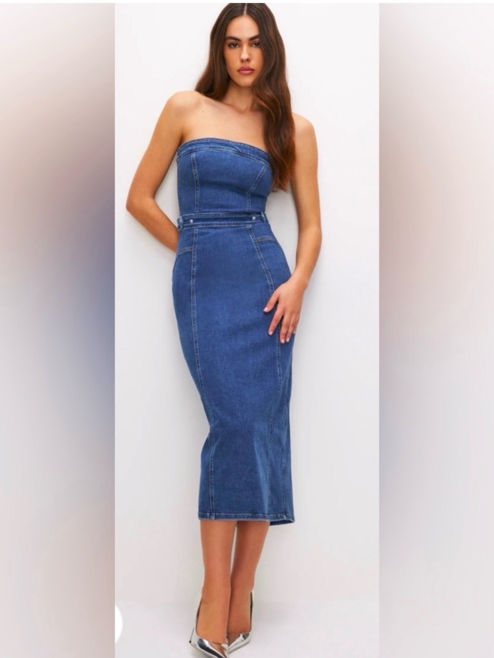 Good American lDenim Midi Tube Dress - Picture 1 of 4